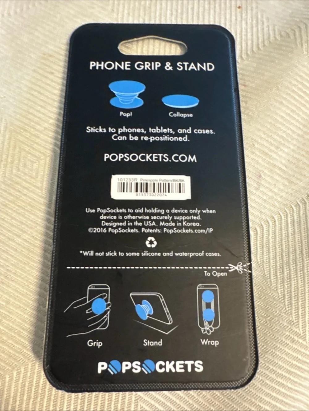 PopSocket Phone Grip & Stand - Pineapple Pattern Pink/Green